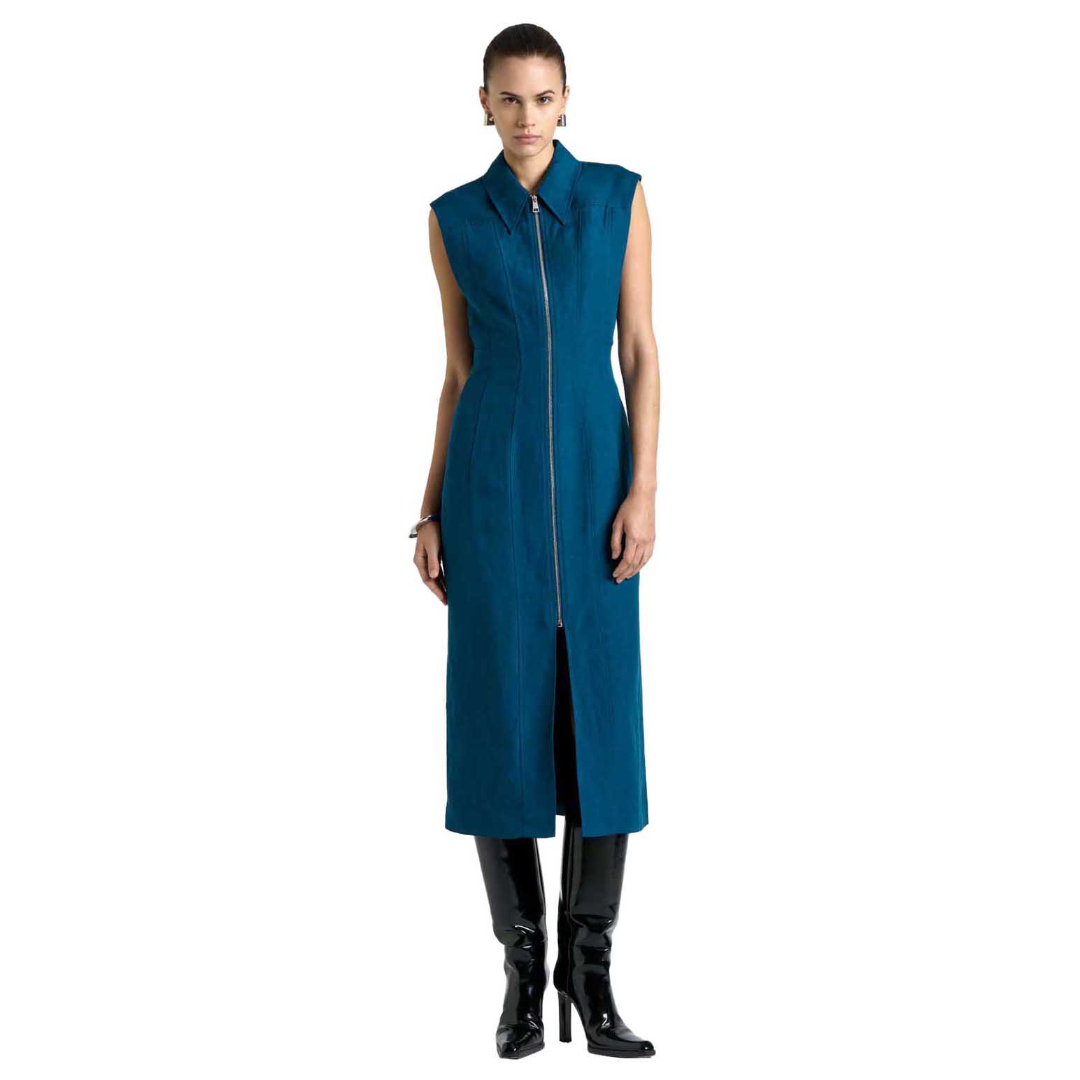 Cue Linen Blend Panelled Midi Dress